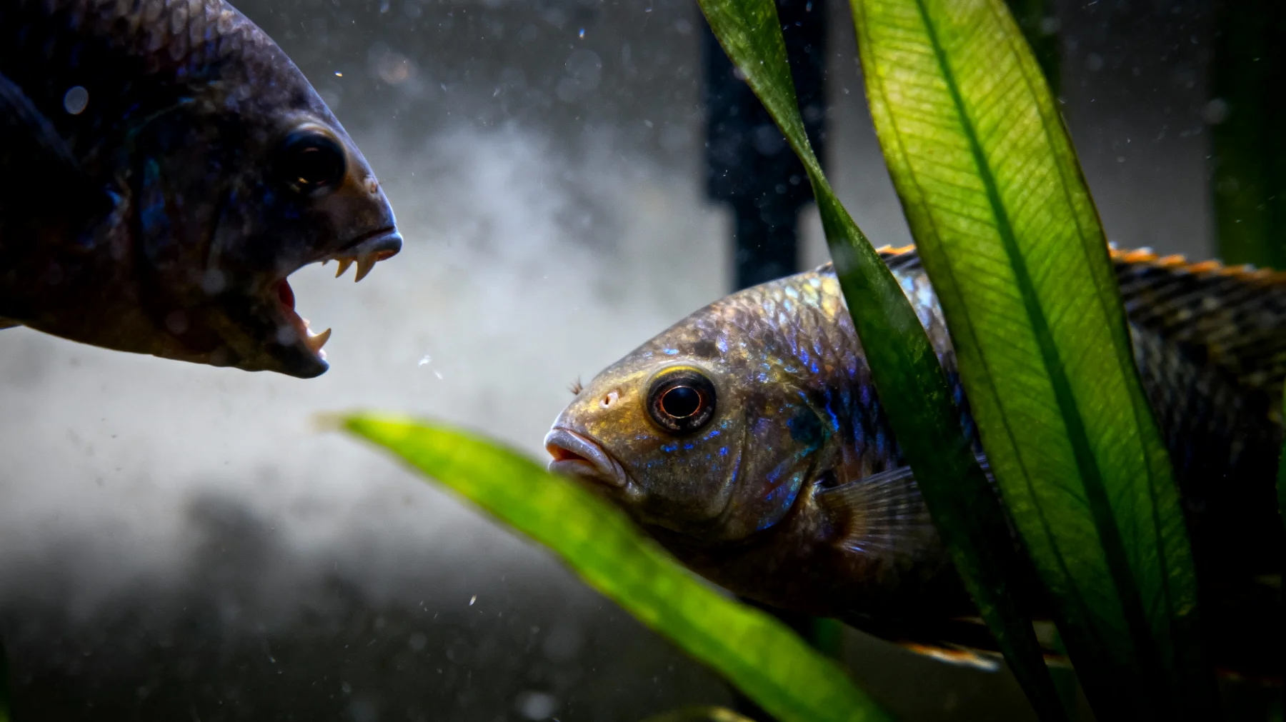 Fische zeigen Stress oder Aggressivität, wenn verschiedene Arten im selben Aquarium zusammenleben, und es fehlt an natürlichen Lösungen zur Beruhigung und Harmonisierung der Beckengemeinschaft"