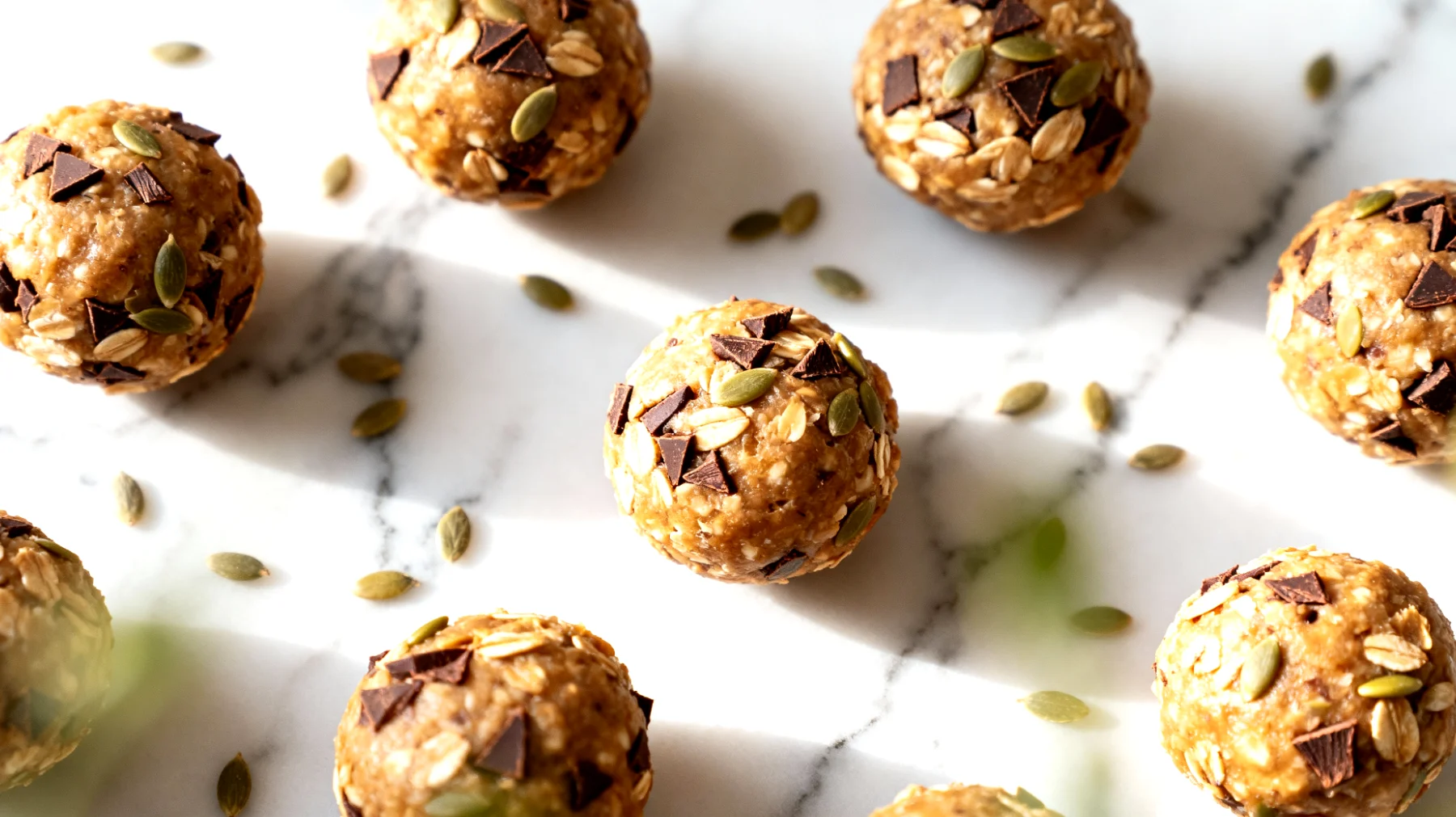 Hafer-Kakao-Nibs-Energiebällchen mit Hanfsamen"