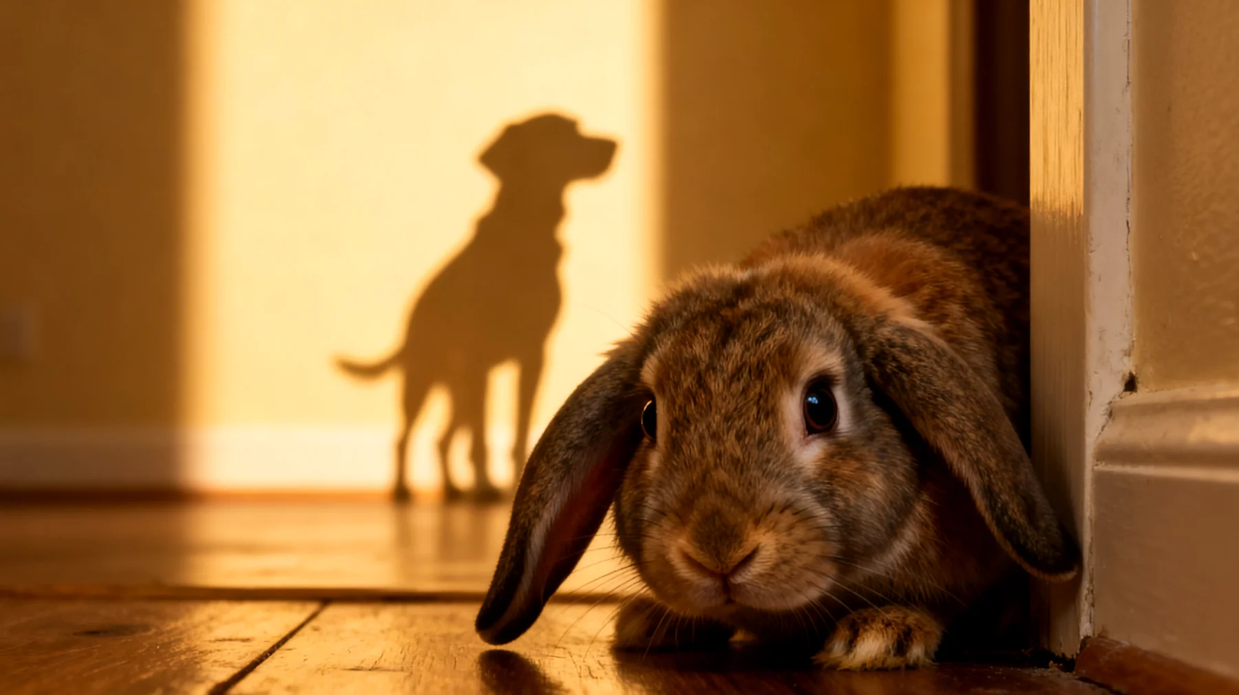 Kaninchen zeigen Stressverhalten beim Zusammenleben mit anderen Tieren wie Hunden oder Katzen, was zu Angst, Rückzug und gesundheitlichen Problemen führen kann"