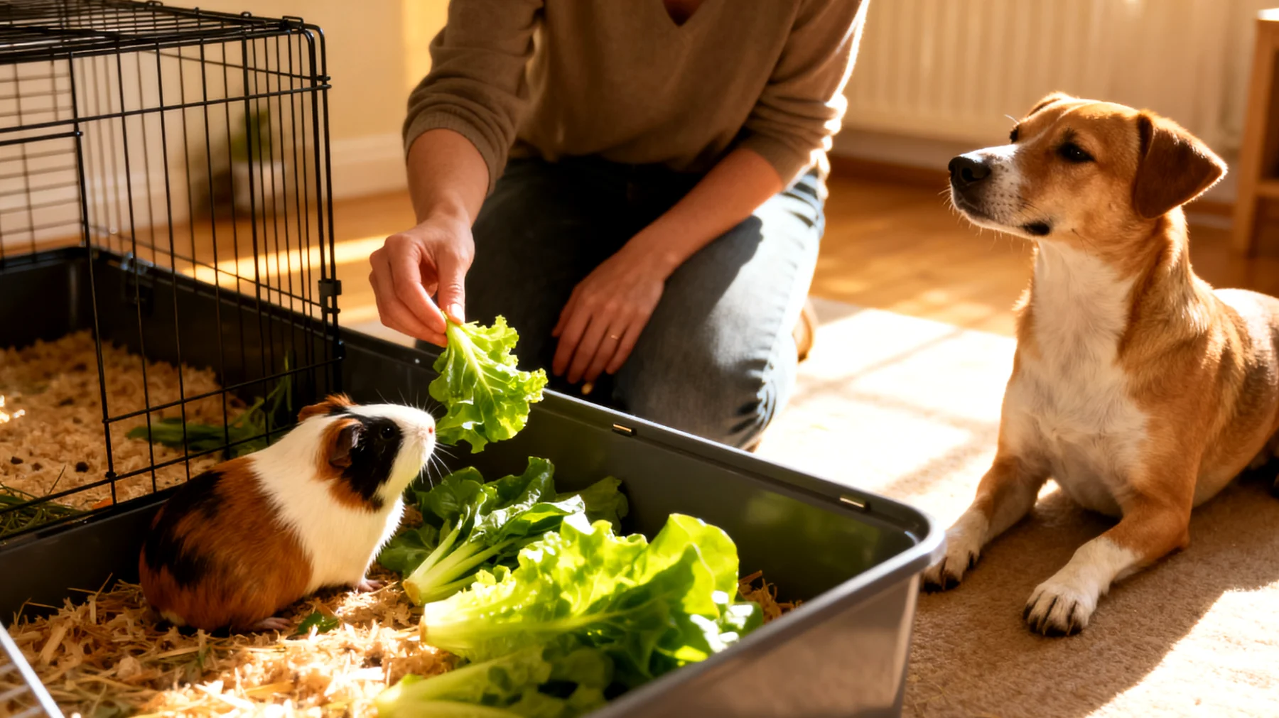 Meerschweinchen brauchen eine strukturierte tägliche Routine mit festen Fütterungszeiten, regelmäßiger Käfigreinigung und sozialer Interaktion, die sich mit anderen Tieren im Haushalt koordinieren lässt, ohne Stress oder Konflikte zu verursachen"