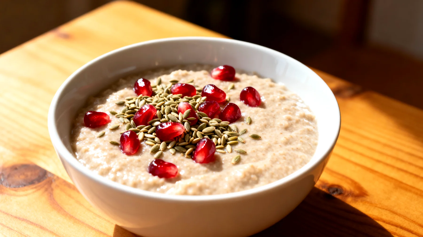 Amaranth-Pudding mit Hanfsamen und Granatapfel"