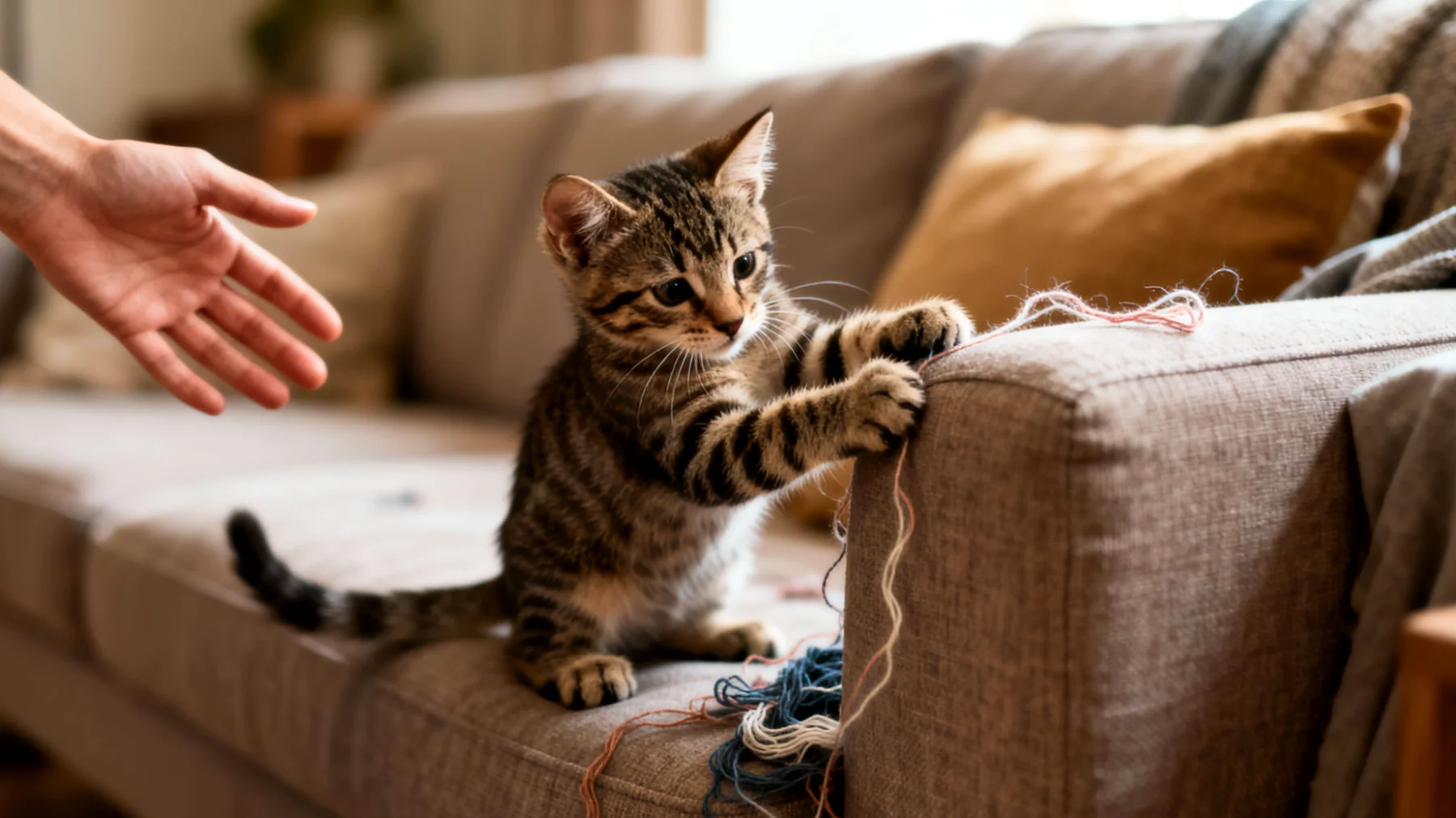 Junge Katzen entwickeln oft unerwünschte Verhaltensweisen wie Kratzen an Möbeln, Beißen in Hände oder übermäßiges Springen, da sie ihre natürlichen Jagd- und Spielinstinkte noch nicht richtig kanalisieren können und die Grenzen im neuen Zuhause erst lernen müssen"