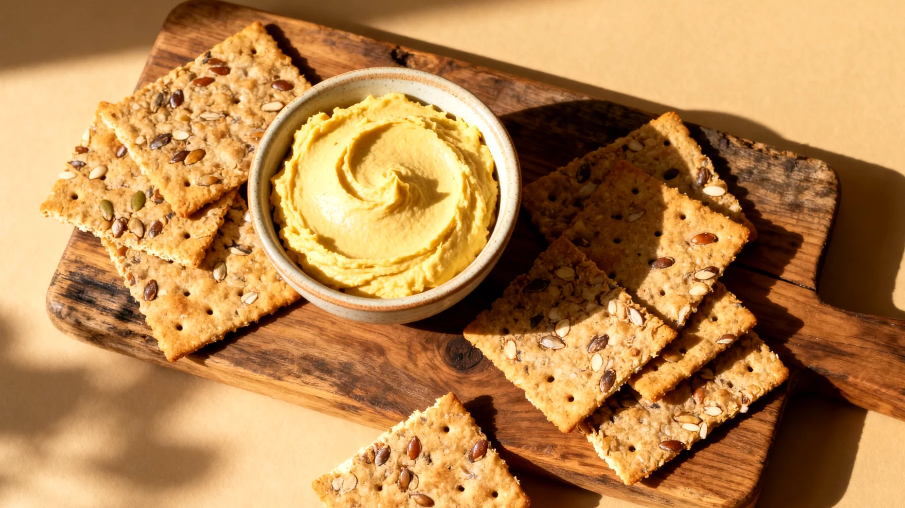 Lupinenbohnen-Aufstrich mit Vollkorn-Crackern"